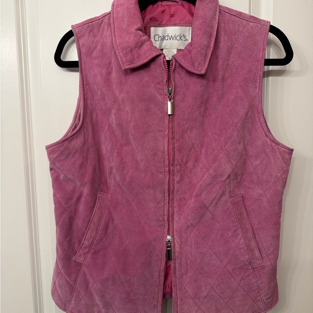 Vintage Leather Chadwicks Pink Quilted Women's Vest